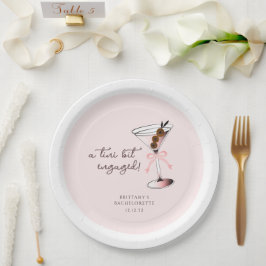 Plato De Papel Un poquito comprometido Martini Bachelorette Rosa