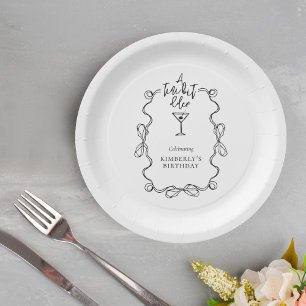 Plato De Papel Un poquito más viejo Black Wavy Border Birday Part