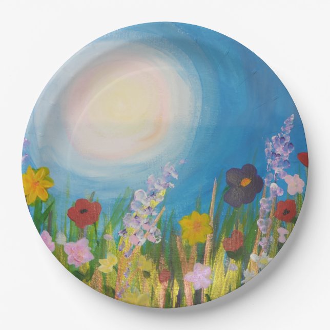 Plato De Papel Un prado de flores silvestres (Anverso)