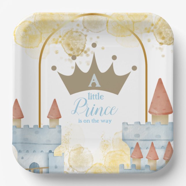 Plato De Papel Un Principito con el Castillo Baby Shower (Anverso)