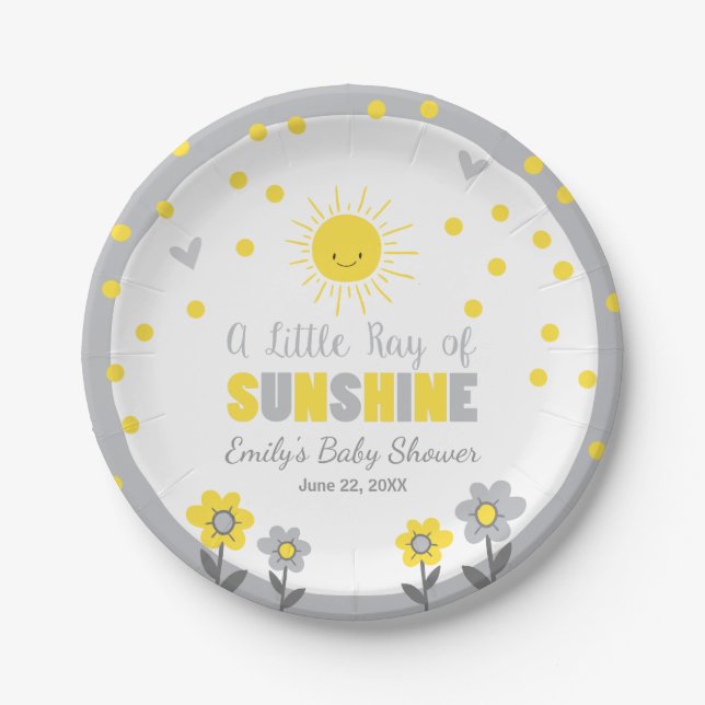 Plato De Papel Un rayo de energía solar Baby Shower Paper Plates  (Anverso)