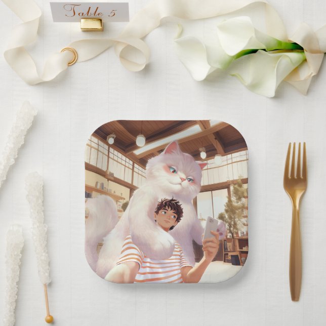 Plato De Papel Un selfie con el gigante esponjoso (Boda)