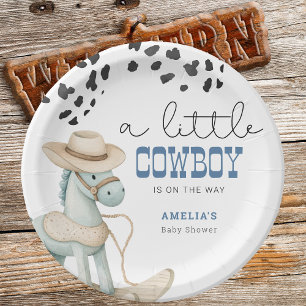 Plato De Papel Un Vaquero Está En Camino De La Baby Shower De Boy