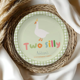 Plato De Papel Un verde lindo dos tontos ganso segundo cumpleaños