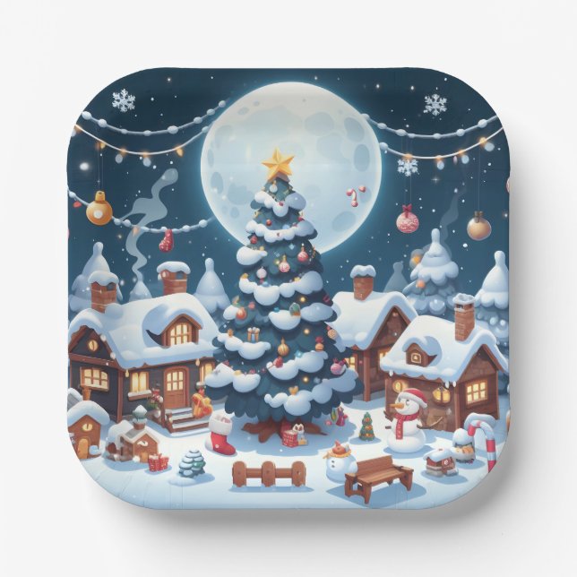 Plato De Papel Un village de Noël féerique (Anverso)