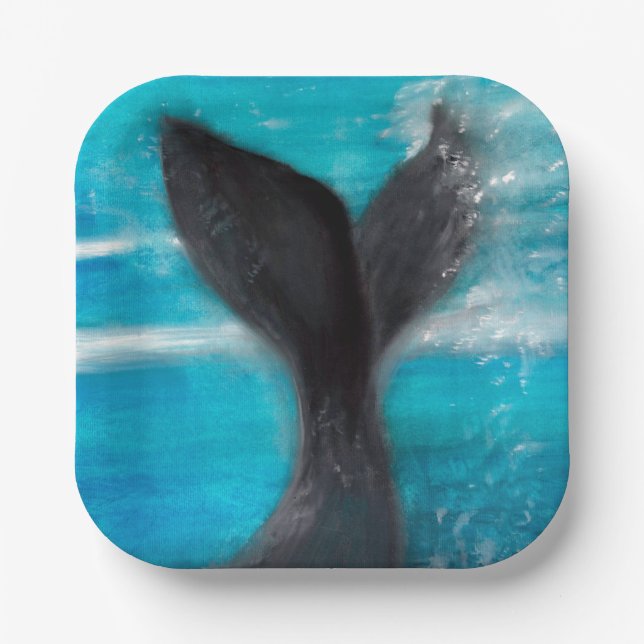 Plato De Papel Una acuarela de cola de ballena (Anverso)