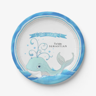 Plato De Papel Una ballena de un moderno adorable lindo de la