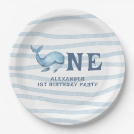 Plato De Papel UNA BALLENA Primer Cumpleaños Debajo Del Mar