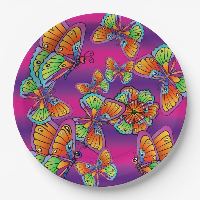 Plato De Papel Una bandada de mariposas (Anverso)