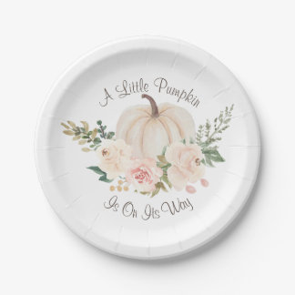 Plato De Papel Una Calabaza En Camino De Baby Shower