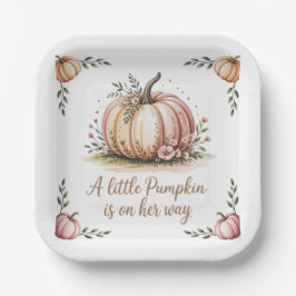 Plato De Papel Una Calabaza En Camino De Baby Shower