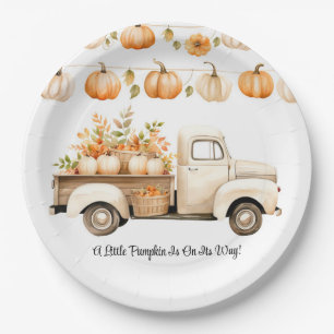 Plato De Papel Una Calabaza En Camino De Baby Shower