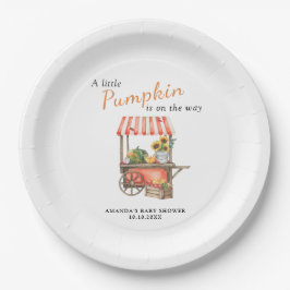 Plato De Papel Una calabaza está en camino a Baby Shower