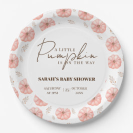 Plato De Papel Una Calabaza Está En Camino De Baby Shower