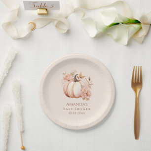 Plato De Papel Una Calabaza Está En Camino De Caer En Baby Shower
