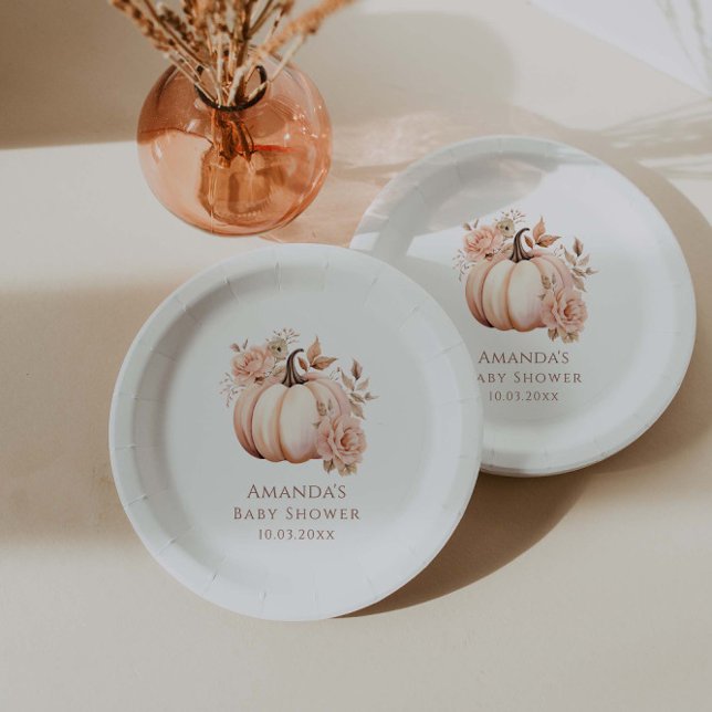 Plato De Papel Una Calabaza Está En Camino De Caer En Baby Shower (Subido por el creador)
