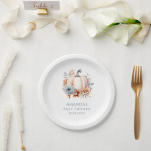 Plato De Papel Una Calabaza Está En Camino De Caer En Baby Shower