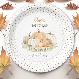 Plato De Papel Una Calabaza Está En Camino Unisex Baby Shower