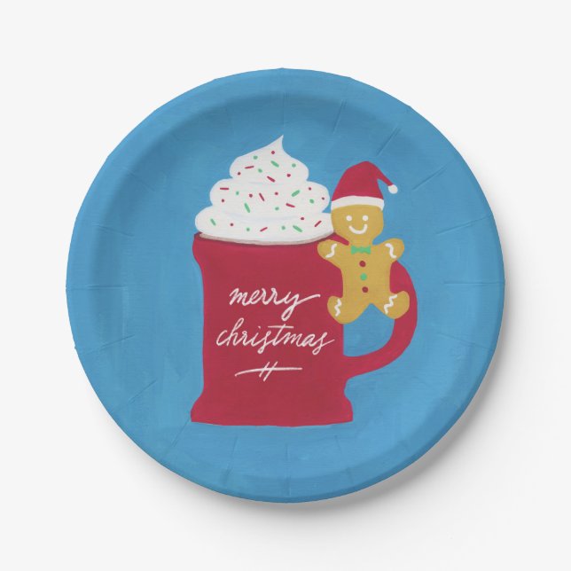 Plato De Papel Una Copa de Feliz Navidad (Anverso)