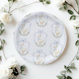 Plato De Papel Una cosecha de escudo de Blue Bow suave