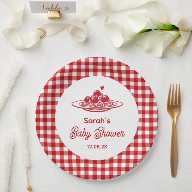 Plato De Papel Una ducha de bebé de albóndigas (Boda)