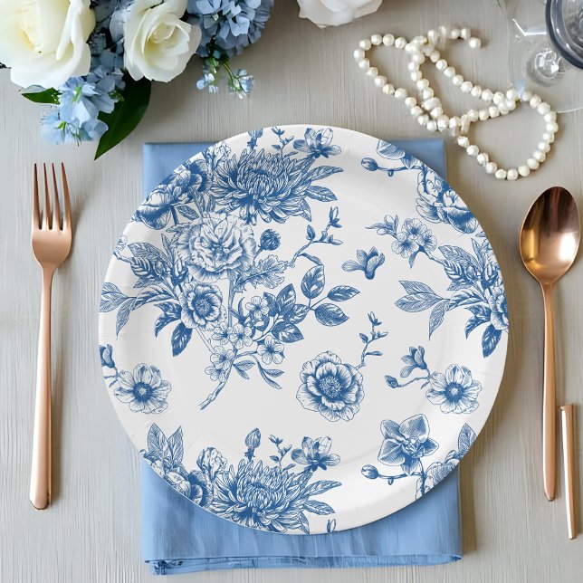 Plato De Papel Una ducha de novia azul chinoiserie azul (Subido por el creador)