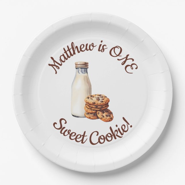 Plato De Papel ¡Una dulce galleta! Primera fiesta de cumpleaños (Anverso)