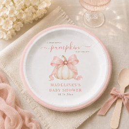Plato De Papel Una dulce y pequeña ducha de bebé niña con lazo ro