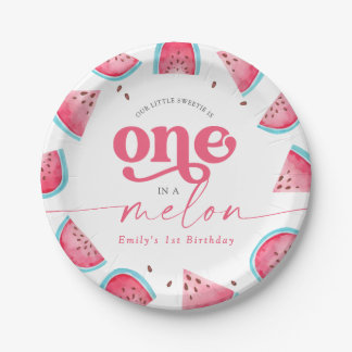 Plato De Papel Una en una sandía melónica de melón Fiesta de cump
