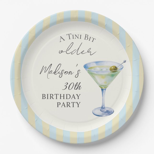 Plato De Papel Una fiesta de cumpleaños con cóctel de martini un  (Anverso)