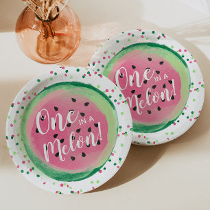 Plato De Papel Una fiesta de sandía de una en un melón