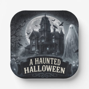 Plato De Papel Una ilustración gótica vintage de Halloween embruj
