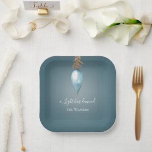 Plato De Papel Una Luz Ha Desaparecido Navidades de color azul