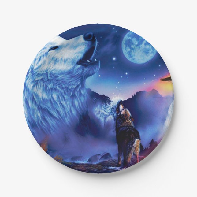 Plato De Papel Una manada de lobos en una noche oscura (Anverso)