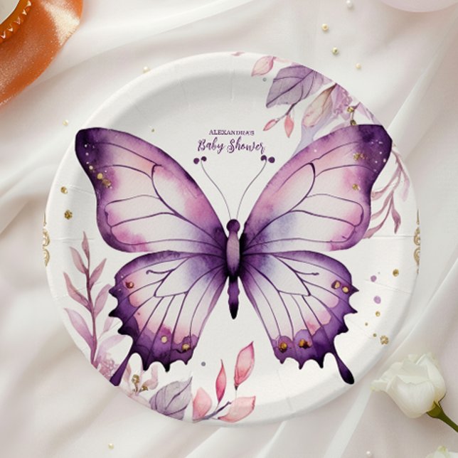 Plato De Papel Una mariposa en camino a Baby Shower (Subido por el creador)