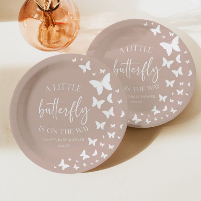 Plato De Papel Una Mariposa Pequeña Está En Camino De Baby Shower (Subido por el creador)