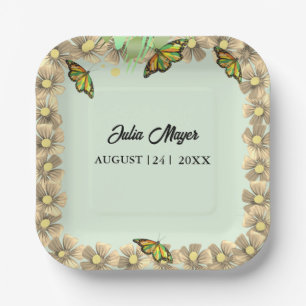 Plato De Papel Una Mariposa Pequeña Está En Camino Del Bebé Flora