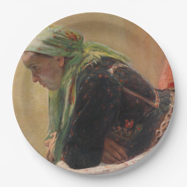 Plato De Papel Una mujer profunda en el pensamiento (por Oleksa N (Anverso)