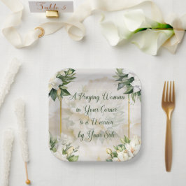 Plato De Papel Una mujer rezando (crema)