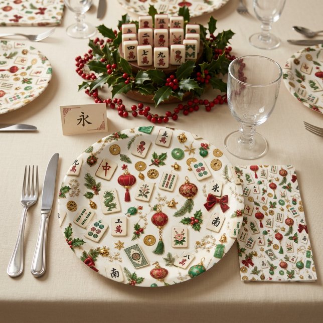 Plato De Papel Una Navidad de Mahjong (Subido por el creador)