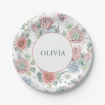 Una niña dulce, púrpura y rosa placas de Baby Show