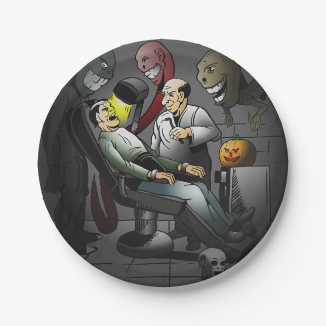 Plato De Papel Una noche de Halloween en el dentista (Anverso)