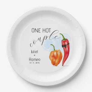 Plato De Papel Una pareja caliente pimienta picante boda
