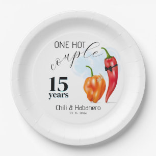 Plato De Papel Una pareja caliente pimienta picante boda aniversa
