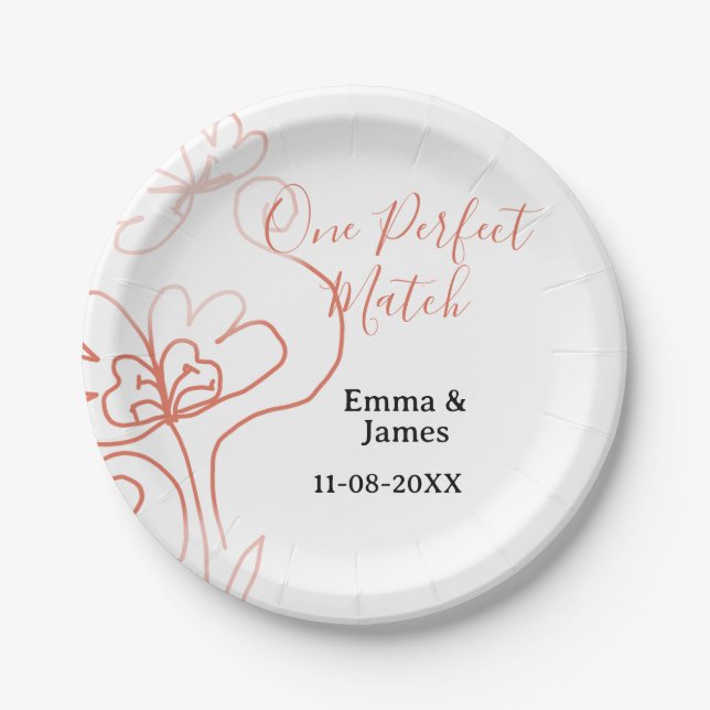 Plato De Papel Una pareja de novios de terracota perfecta coincid (Anverso)