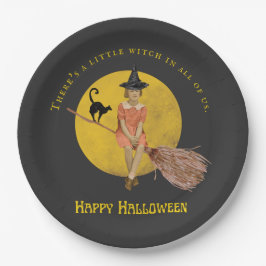 Plato De Papel Una Pequeña Bruja En Todos Los Halloween De Ee.Uu.