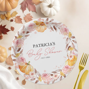 Plato De Papel Una pequeña calabaza está en camino Baby Shower