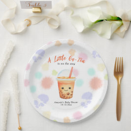 Plato De Papel Una pequeña ducha de bebé Cu-Té de té de burbujas