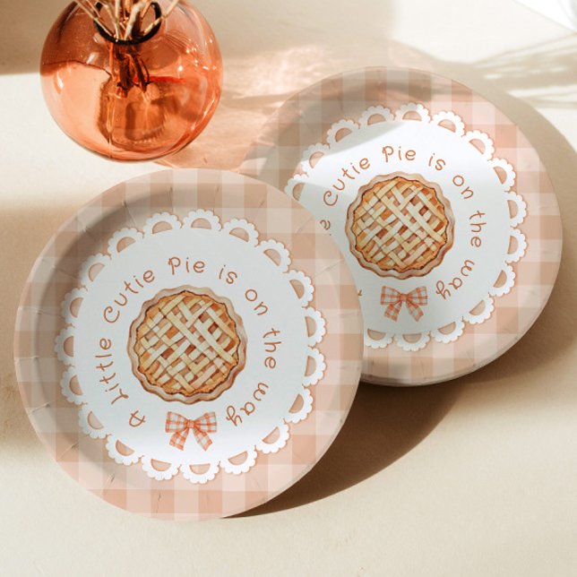 Plato De Papel Una pequeña ducha de bebé de Pie gingham Bow (Subido por el creador)