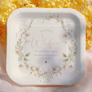 Plato De Papel Una pequeña ducha de bebé para niña boho de florec